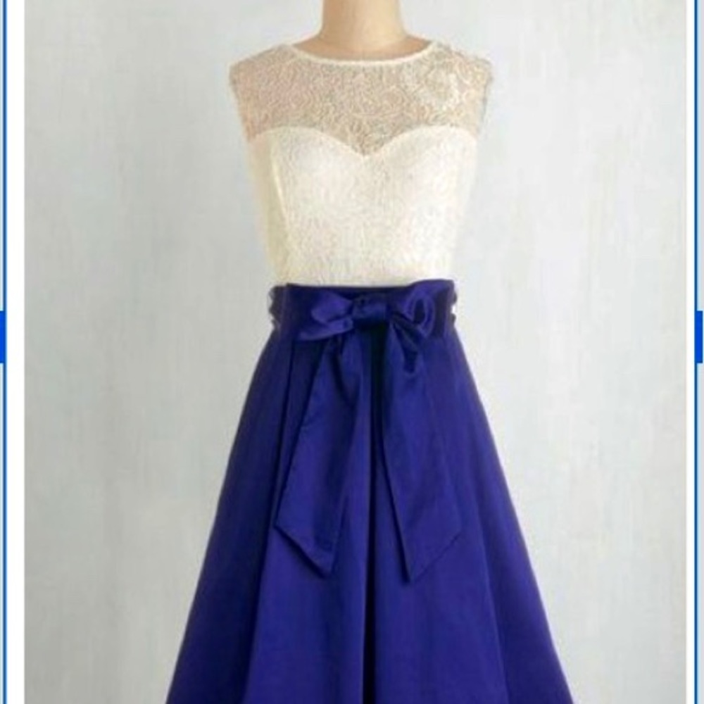 Blue & white silk dress